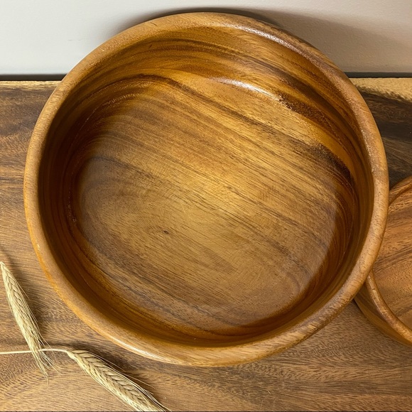 Mid Century Teak Chip & Dip Wood Bowls - Picture 5 of 10